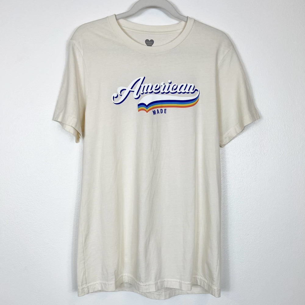 Buddy Love "American Made" Graphic Tee T-Shirt Cream Women's Size Medium